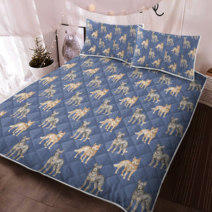 Watercolor Elegance Australian Blue Heeler Quilted Bedding Set-Bedding-Bedding, Blankets, Blue Heeler, Home Decor-12