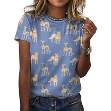 Load image into Gallery viewer, Watercolor Elegance Australian Blue Heeler Women&#39;s Cotton T-Shirt-2XS-CornflowerBlue-14