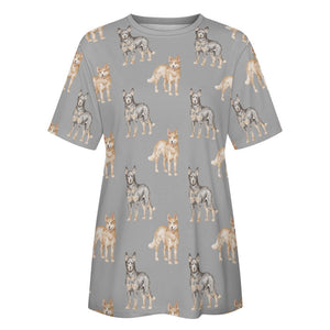 Watercolor Elegance Australian Blue Heeler Women's Cotton T-Shirt-31