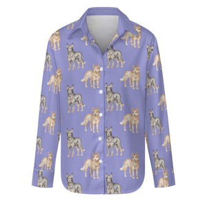 Watercolor Elegance Australian Blue Heeler Women's Shirt-S-CornflowerBlue_1-28