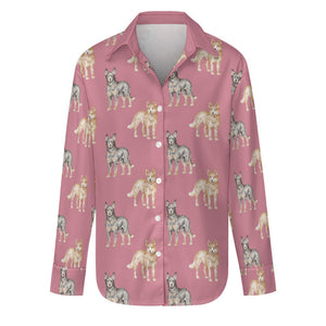 Watercolor Elegance Australian Blue Heeler Women's Shirt-S-PaleVioletRed-14