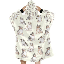 Load image into Gallery viewer, Watercolor Elegance Australian Shepherds Blanket Hoodie-Blanket-Apparel, Australian Shepherd, Blanket Hoodie, Blankets, Christmas, Dog Mom Gifts-2