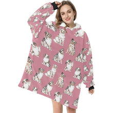 Load image into Gallery viewer, Watercolor Elegance Australian Shepherds Blanket Hoodie-Blanket-Apparel, Australian Shepherd, Blanket Hoodie, Blankets, Christmas, Dog Mom Gifts-9