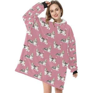 Watercolor Elegance Basset Hounds Blanket Hoodie-Apparel-Basset Hound, Blanket Hoodie, Blankets, Dog Mom Gifts-12