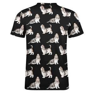 Watercolor Elegance Basset Hounds Men's Cotton T-Shirt-Apparel-Apparel, Basset Hound, Dog Dad Gifts, T Shirt-10