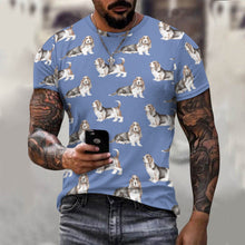 Load image into Gallery viewer, Watercolor Elegance Basset Hounds Men&#39;s Cotton T-Shirt-Apparel-Apparel, Basset Hound, Dog Dad Gifts, T Shirt-12