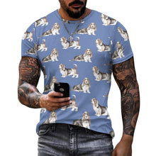 Load image into Gallery viewer, Watercolor Elegance Basset Hounds Men&#39;s Cotton T-Shirt-Apparel-Apparel, Basset Hound, Dog Dad Gifts, T Shirt-13