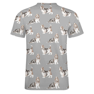 Watercolor Elegance Basset Hounds Men's Cotton T-Shirt-Apparel-Apparel, Basset Hound, Dog Dad Gifts, T Shirt-16