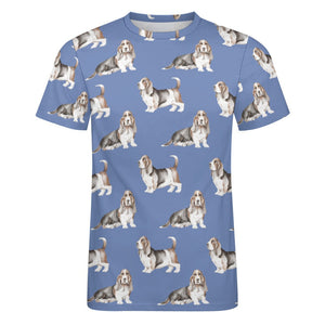 Watercolor Elegance Basset Hounds Men's Cotton T-Shirt-Apparel-Apparel, Basset Hound, Dog Dad Gifts, T Shirt-19