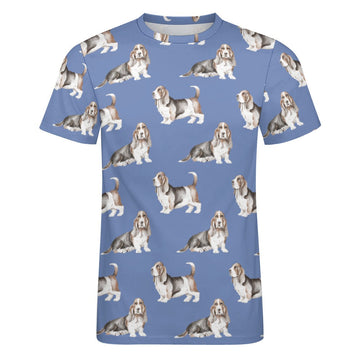 Watercolor Elegance Basset Hounds Men's Cotton T-Shirt-Apparel-Apparel, Basset Hound, Dog Dad Gifts, T Shirt-19