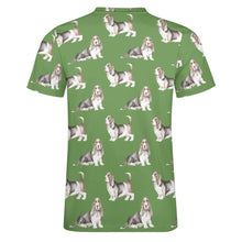 Load image into Gallery viewer, Watercolor Elegance Basset Hounds Men&#39;s Cotton T-Shirt-Apparel-Apparel, Basset Hound, Dog Dad Gifts, T Shirt-21