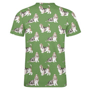 Watercolor Elegance Basset Hounds Men's Cotton T-Shirt-Apparel-Apparel, Basset Hound, Dog Dad Gifts, T Shirt-21
