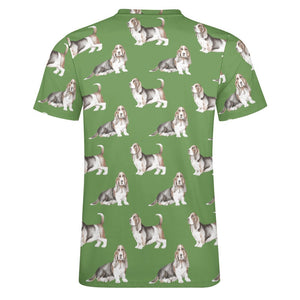 Watercolor Elegance Basset Hounds Men's Cotton T-Shirt-Apparel-Apparel, Basset Hound, Dog Dad Gifts, T Shirt-21