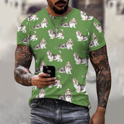 Watercolor Elegance Basset Hounds Men's Cotton T-Shirt-Apparel-Apparel, Basset Hound, Dog Dad Gifts, T Shirt-22