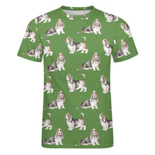 Load image into Gallery viewer, Watercolor Elegance Basset Hounds Men&#39;s Cotton T-Shirt-Apparel-Apparel, Basset Hound, Dog Dad Gifts, T Shirt-23