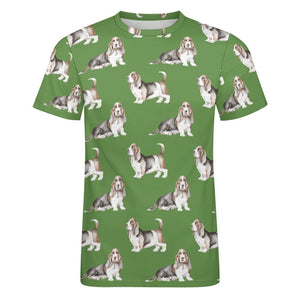 Watercolor Elegance Basset Hounds Men's Cotton T-Shirt-Apparel-Apparel, Basset Hound, Dog Dad Gifts, T Shirt-23