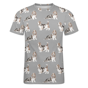 Watercolor Elegance Basset Hounds Men's Cotton T-Shirt-Apparel-Apparel, Basset Hound, Dog Dad Gifts, T Shirt-24