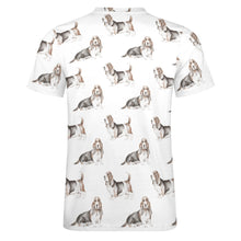 Load image into Gallery viewer, Watercolor Elegance Basset Hounds Men&#39;s Cotton T-Shirt-Apparel-Apparel, Basset Hound, Dog Dad Gifts, T Shirt-4