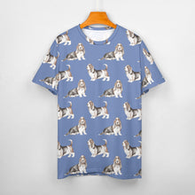 Load image into Gallery viewer, Watercolor Elegance Basset Hounds Men&#39;s Cotton T-Shirt-Apparel-Apparel, Basset Hound, Dog Dad Gifts, T Shirt-S-CornflowerBlue-8