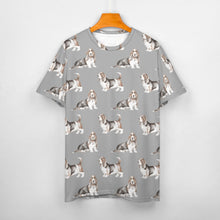 Load image into Gallery viewer, Watercolor Elegance Basset Hounds Men&#39;s Cotton T-Shirt-Apparel-Apparel, Basset Hound, Dog Dad Gifts, T Shirt-S-DarkGray-17