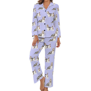 Watercolor Elegance Basset Hounds Pajamas Set for Women-Pajamas-Basset Hound, Dog Mom Gifts, Pajamas-22