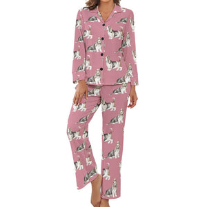 Watercolor Elegance Basset Hounds Pajamas Set for Women-Pajamas-Basset Hound, Dog Mom Gifts, Pajamas-26