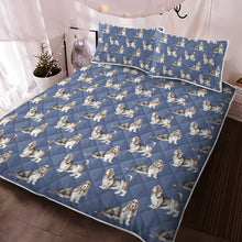 Load image into Gallery viewer, Watercolor Elegance Basset Hounds Quilted Bedding Set-Bedding-Basset Hound, Bedding, Blankets, Home Decor-12