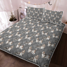 Load image into Gallery viewer, Watercolor Elegance Basset Hounds Quilted Bedding Set-Bedding-Basset Hound, Bedding, Blankets, Home Decor-13