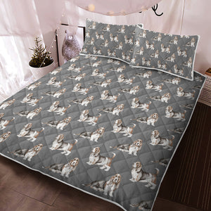 Watercolor Elegance Basset Hounds Quilted Bedding Set-Bedding-Basset Hound, Bedding, Blankets, Home Decor-13