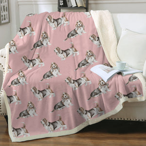 Watercolor Elegance Basset Hounds Sherpa Fleece Blanket - 8 Colors-Blanket-Basset Hound, Bedding, Blankets, Home Decor-2