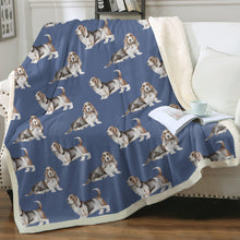 Load image into Gallery viewer, Watercolor Elegance Basset Hounds Sherpa Fleece Blanket - 8 Colors-Blanket-Basset Hound, Bedding, Blankets, Home Decor-4