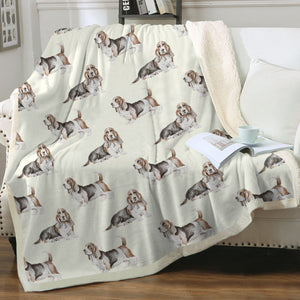 Watercolor Elegance Basset Hounds Sherpa Fleece Blanket - 8 Colors-Blanket-Basset Hound, Bedding, Blankets, Home Decor-5