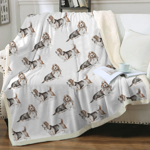 Watercolor Elegance Basset Hounds Sherpa Fleece Blanket - 8 Colors-Blanket-Basset Hound, Bedding, Blankets, Home Decor-6