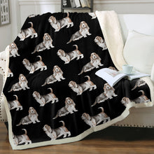 Load image into Gallery viewer, Watercolor Elegance Basset Hounds Sherpa Fleece Blanket - 8 Colors-Blanket-Basset Hound, Bedding, Blankets, Home Decor-8