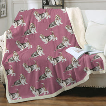 Load image into Gallery viewer, Watercolor Elegance Basset Hounds Sherpa Fleece Blanket - 8 Colors-Blanket-Basset Hound, Bedding, Blankets, Home Decor-Dusty Pink-Single-15