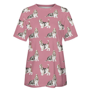 Watercolor Elegance Basset Hounds Women's Cotton T-Shirt-Apparel-Apparel, Basset Hound, Dog Mom Gifts, T Shirt-13