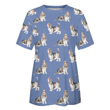 Load image into Gallery viewer, Watercolor Elegance Basset Hounds Women&#39;s Cotton T-Shirt-Apparel-Apparel, Basset Hound, Dog Mom Gifts, T Shirt-15