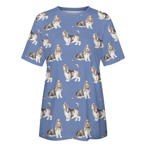 Watercolor Elegance Basset Hounds Women's Cotton T-Shirt-Apparel-Apparel, Basset Hound, Dog Mom Gifts, T Shirt-15