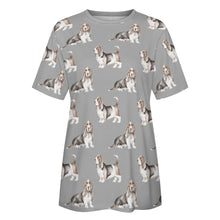 Load image into Gallery viewer, Watercolor Elegance Basset Hounds Women&#39;s Cotton T-Shirt-Apparel-Apparel, Basset Hound, Dog Mom Gifts, T Shirt-32