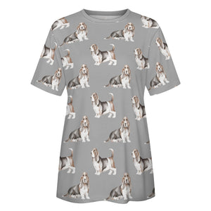 Watercolor Elegance Basset Hounds Women's Cotton T-Shirt-Apparel-Apparel, Basset Hound, Dog Mom Gifts, T Shirt-32