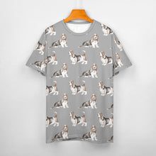 Load image into Gallery viewer, Watercolor Elegance Basset Hounds Women&#39;s Cotton T-Shirt-Apparel-Apparel, Basset Hound, Dog Mom Gifts, T Shirt-34