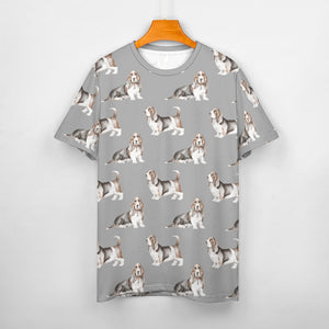 Watercolor Elegance Basset Hounds Women's Cotton T-Shirt-Apparel-Apparel, Basset Hound, Dog Mom Gifts, T Shirt-34