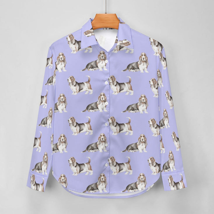 Watercolor Elegance Basset Hounds Women's Shirt-Apparel-Apparel, Basset Hound, Dog Mom Gifts, Shirt-40