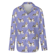 Load image into Gallery viewer, Watercolor Elegance Basset Hounds Women&#39;s Shirt-Apparel-Apparel, Basset Hound, Dog Mom Gifts, Shirt-S-CornflowerBlue_1-35