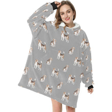 Load image into Gallery viewer, Watercolor Elegance Beagles Blanket Hoodie for Women-Blanket-Apparel, Beagle, Blanket Hoodie, Blankets, Dog Mom Gifts-7