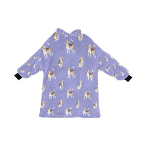 Watercolor Elegance Beagles Blanket Hoodie for Women-Blanket-Apparel, Beagle, Blanket Hoodie, Blankets, Dog Mom Gifts-Lavender Purple-ONE SIZE-27