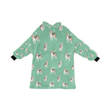 Load image into Gallery viewer, Watercolor Elegance Beagles Blanket Hoodie for Women-Blanket-Apparel, Beagle, Blanket Hoodie, Blankets, Dog Mom Gifts-Mint Green-ONE SIZE-24