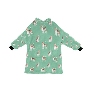 Watercolor Elegance Beagles Blanket Hoodie for Women-Blanket-Apparel, Beagle, Blanket Hoodie, Blankets, Dog Mom Gifts-Mint Green-ONE SIZE-24