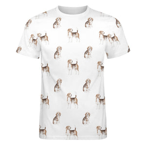 Watercolor Elegance Beagles Men's Cotton T-Shirt-Apparel-Apparel, Beagle, Dog Dad Gifts, Shirt, T Shirt-10