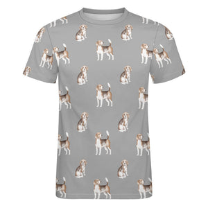 Watercolor Elegance Beagles Men's Cotton T-Shirt-Apparel-Apparel, Beagle, Dog Dad Gifts, Shirt, T Shirt-13